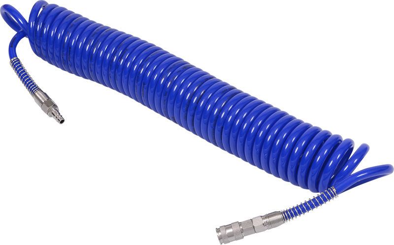 МАСТАК Шланг пневматический спиральный выс. давл. 8х12 мм, 15 м, полиуретановый, фитинги 680-08115SQ